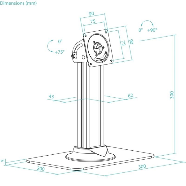 Soporte de Mesa para Marco Antirrobo de Tablet TooQ TQATC2601-B/ Negro