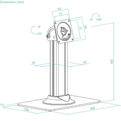 Soporte de Mesa para Marco Antirrobo de Tablet TooQ TQATC2601-B/ Negro
