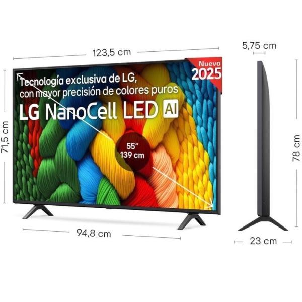 Televisor LG NanoCell 55NANO80A6B 55'/ Ultra HD 4K/ Smart TV/ WiFi