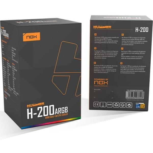 Ventilador con Disipador Nox H-200 ARGB/ 13cm