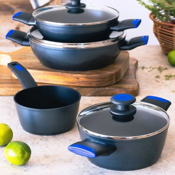 Pack Batería de Cocina Monix Martín Berasategui/ Cazo Ø16cm/ Cacerolas Ø20 - 24 - 28cm/ Aluminio Forjado/ Apta para Inducción