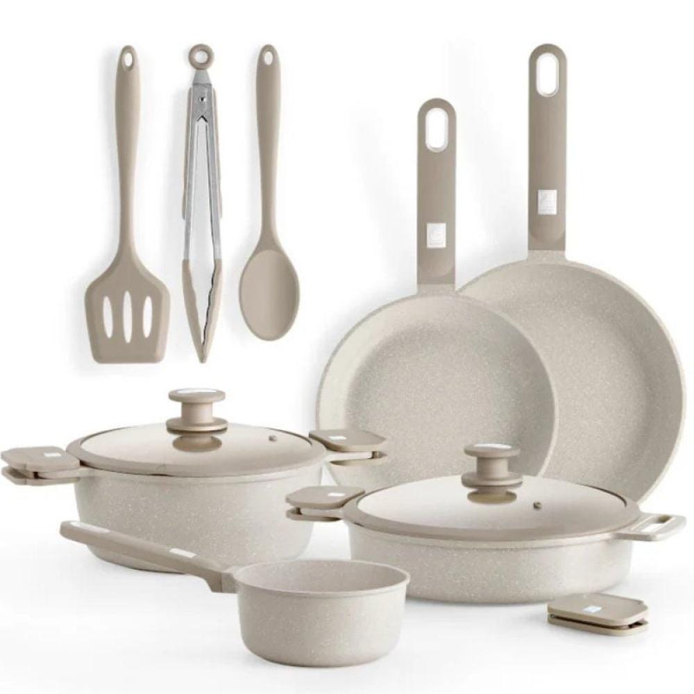 Pack Batería de Cocina Monix Martín Berasategui/ Cazo Ø16cm/ Sarten Ø22 - 26cm/ Cacerolas Ø24 - 28cm/ Aluminio Forjado/ Apta par