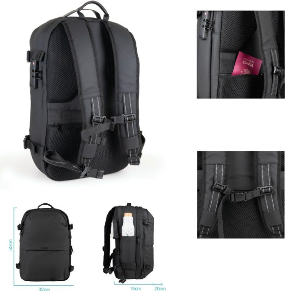 Mochila TooQ TQBP-V101-BK/ Negra/ Incluye Bomba de Aire