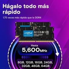 Memoria RAM Crucial 16GB/ DDR5/ 4800MHz/ 1.1V/ CL40/ SODIMM