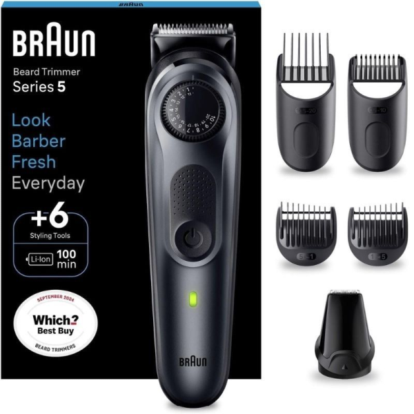 Cortapelos Braun Beard Trimmer Serie 5 BT5450/ con Batería/ 5 Accesorios