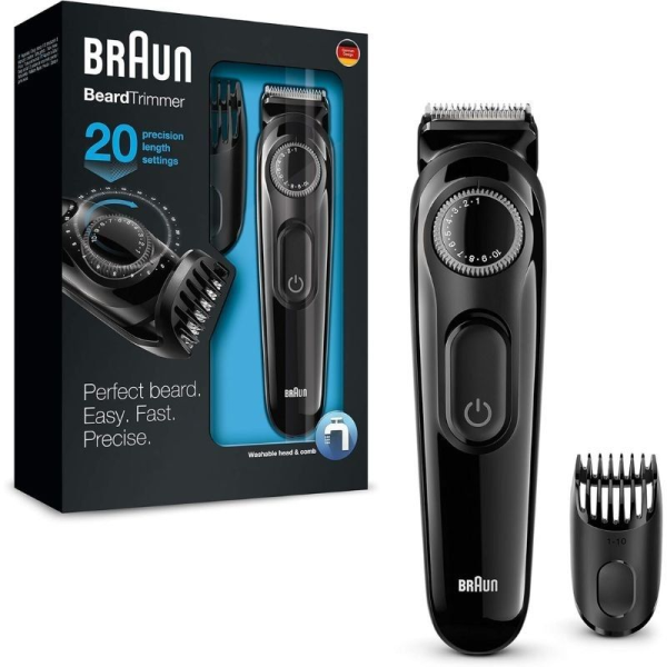 Cortabarbas Braun BeardTrimmer BT3022 con Batería/ 3 Accesorios