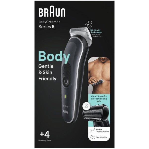 Cortapelos Braun BodyGroomer Series 5 BG5360/ con Batería/ 4 Accesorios