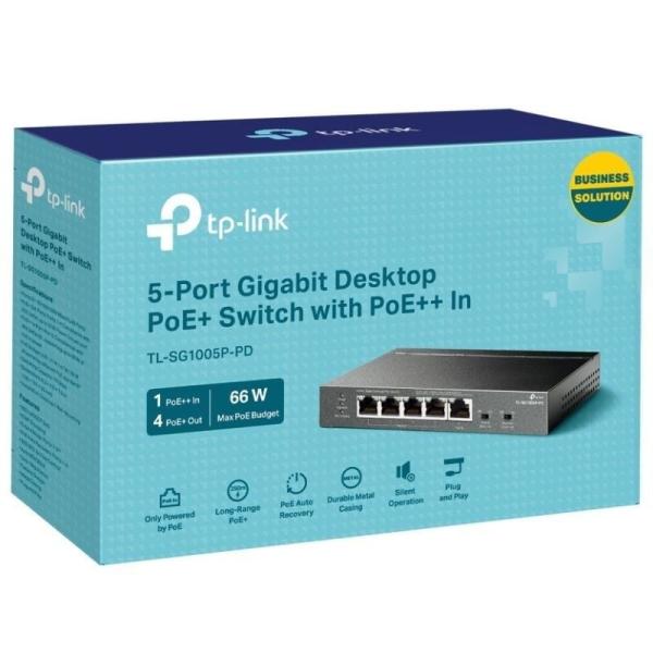 Switch TP-Link TL-SG1005P-PD 5 Puertos/ RJ-45 1/ 2.5Gbps PoE