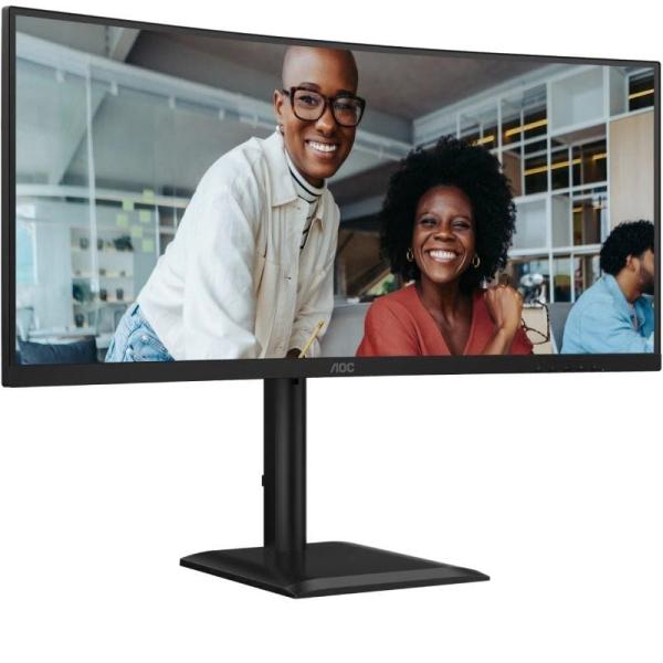 Monitor Profesional Ultraparonámico Curvo AOC CU34E4CV 34'/ WQHD/ Multimedia/ Regulable en altura/ Negro