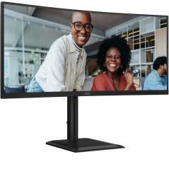 Monitor Profesional Ultraparonámico Curvo AOC CU34E4CV 34'/ WQHD/ Multimedia/ Regulable en altura/ Negro