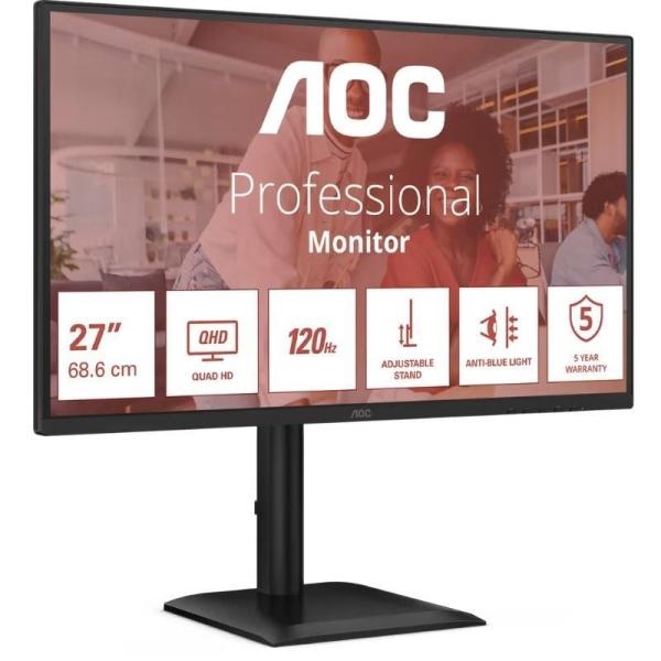 Monitor Profesional AOC Q27E4U 27'/ QHD/ Multimedia/ Regulable en altura/ Negro