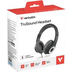 Auriculares Verbatim TruSound/ con Micrófono/ USB Tipo-C/ Negros