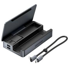 Docking USB Tipo-C para Steam Deck / Switch Vention TPZH0/ 2xHDMI 4K/ 3xUSB/ 1xUSB Tipo-C/ 1xUSB Tipo-C PD/ 1xRJ45/ 1xLector Tar