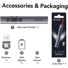 Presentador Inalámbrico Vention KQIH0/ 2.4GHz/ Gris