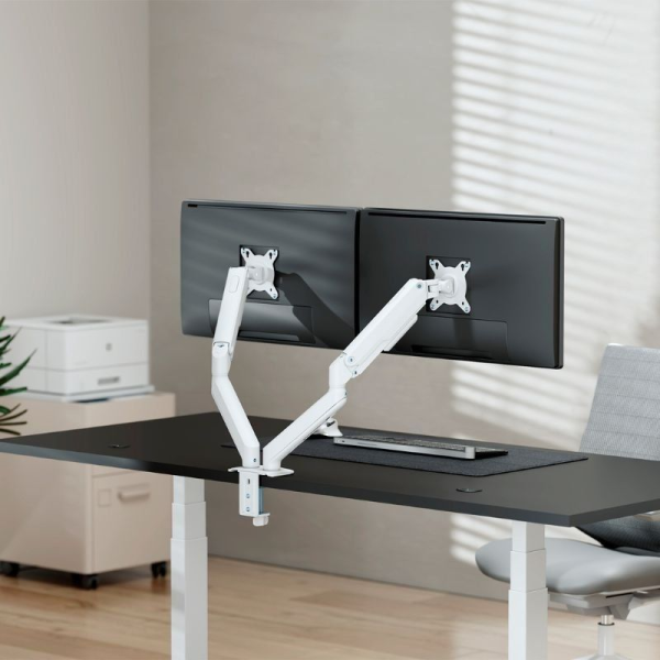 Soporte de Mesa con Contrapeso para 2 Monitores Aisens DT32TSR-437/ Giratorio/ Inclinable/ hasta 9kg