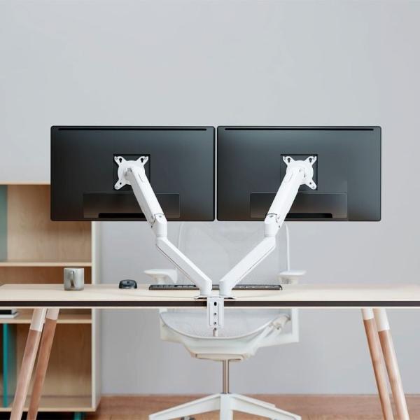 Soporte de Mesa con Contrapeso para 2 Monitores Aisens DT32TSR-439/ Giratorio/ Inclinable/ hasta 9kg