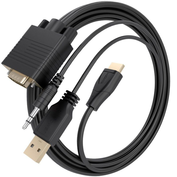 Cable Conversor Aisens A115-1008 SVGA Macho - USB Macho - Jack Macho/ HDMI Macho/ 1.5m/ Negro