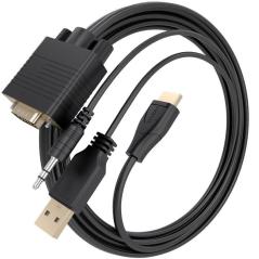 Cable Conversor Aisens A115-1009 SVGA Macho - USB Macho/ Jack Macho - HDMI Macho/ 2m/ Negro
