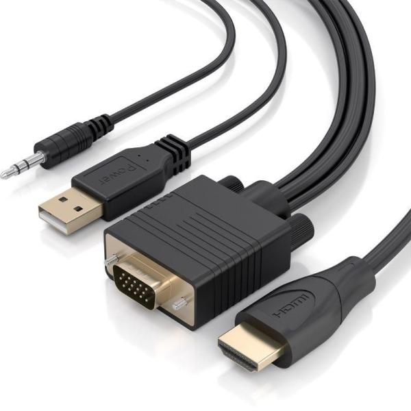 Cable Conversor Aisens A122-1014 SVGA Macho - USB Macho - Jack Macho/ HDMI Macho/ 1.5m/ Negro