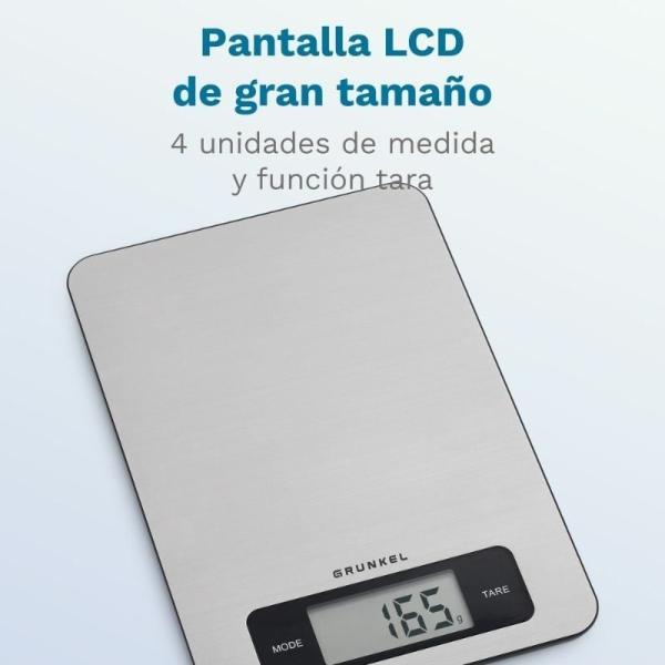 Báscula de Cocina Electrónica Grunkel BC-COOKXT/ hasta 5kg/ Plata