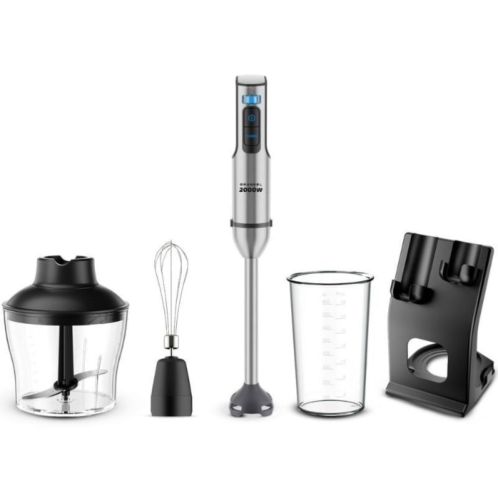Batidora de mano Grunkel BM-2000SET/ 2000W/ Capacidad 0.8L/ Incluye Vaso, Picadora, Varilla y Soporte