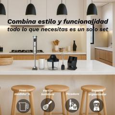 Batidora de mano Grunkel BM-2000SET/ 2000W/ Capacidad 0.8L/ Incluye Vaso, Picadora, Varilla y Soporte