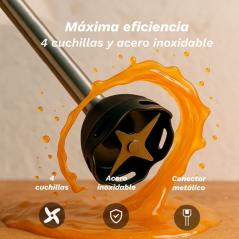 Batidora de mano Grunkel BM-2000SET/ 2000W/ Capacidad 0.8L/ Incluye Vaso, Picadora, Varilla y Soporte