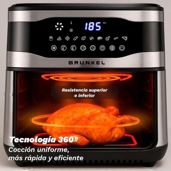 Freidora por Aire Airfryer / Sin Aceite Grunkel Maxisteelfryer/ 2200W/ Capacidad 9L
