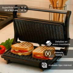 Grill Eléctrico Grunkel GRL-MARBLE/ 1000W/ Tamaño 230*145mm