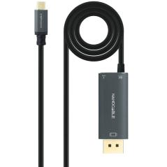 Cable Conversor Nanocable 10.15.5012/ USB Tipo-C Macho - DisplayPort 8K Macho/ USB Tipo-C Hembra/ Hasta 100W/ 1.8m/ Gris