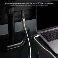 Cable Conversor Nanocable 10.15.5012/ USB Tipo-C Macho - DisplayPort 8K Macho/ USB Tipo-C Hembra/ Hasta 100W/ 1.8m/ Gris