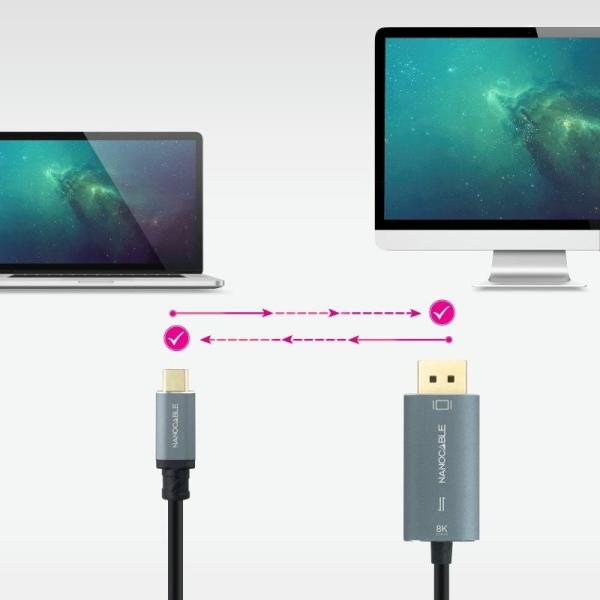 Cable Conversor Nanocable 10.15.5022/ USB Tipo-C Macho - Displayport Macho/ 2m/ Negro