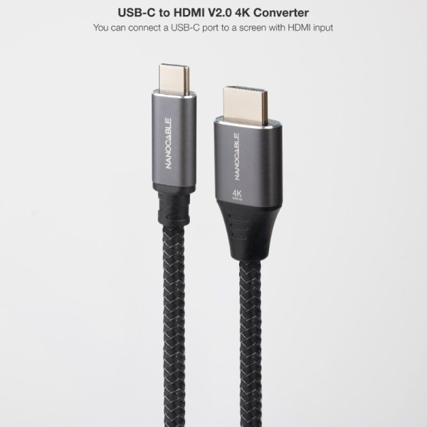 Cable Conversor Nanocable 10.15.5262/ USB Tipo-C Macho - HDMI Macho/ 1.8m/ Negro