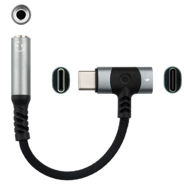 Cable Conversor Audio Nanocable 10.24.1207/ USB Tipo-C Macho - Jack 3.5/ USB Tipo-C Hembra/ 10cm/ Negro