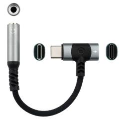 Cable Conversor Audio Nanocable 10.24.1207/ USB Tipo-C Macho - Jack 3.5/ USB Tipo-C Hembra/ 10cm/ Negro