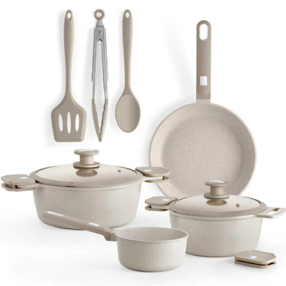 Pack Batería de Cocina Monix Denmark/ Cazo Ø16cm/ Sarten Ø24cm/ Cacerolas Ø20 - 24cm/ Aluminio Fundido/ Apta para Inducción