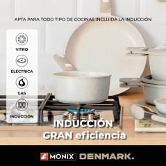 Pack Batería de Cocina Monix Denmark/ Cazo Ø16cm/ Sarten Ø24cm/ Cacerolas Ø20 - 24cm/ Aluminio Fundido/ Apta para Inducción