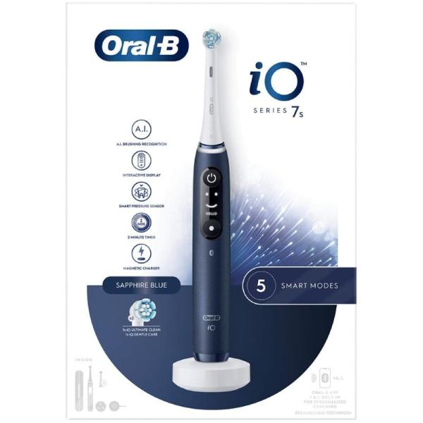 Cepillo Dental Oral-B iO Serie 7S/ Incluye 2 Recambios/ Azul