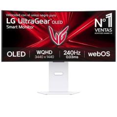 Smart Monitor Gaming Ultrapanorámico Curvo LG UltraGear 34GX90SA-W 34'/ WQHD/ Multimedia/ 0.03ms/ 240Hz/ OLED/ Regulable en altu