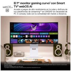 Smart Monitor Gaming Ultrapanorámico Curvo LG UltraGear 34GX90SA-W 34'/ WQHD/ Multimedia/ 0.03ms/ 240Hz/ OLED/ Regulable en altu