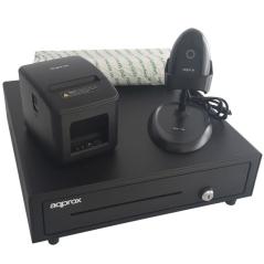 Pack Approx appPOSPACK4180LAN Cajón Portamonedas/ Impresora Térmica/ Lector de Códigos y Rollos Térmicos