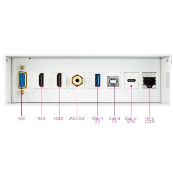 Caja de Conexiones Nanocable 10.35.0004/ VGA - 2x HDMI - Jack 3.5 - USB 3.0 - USB Tipo-C - USB 2.0 - RJ45