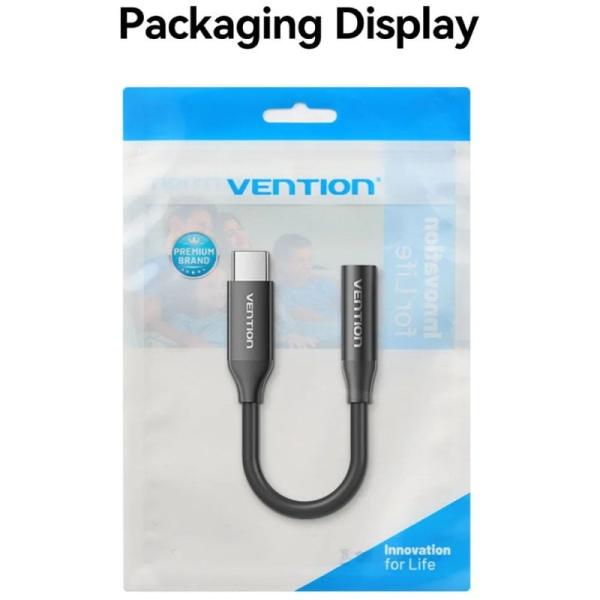 Adaptador Audio Vention BIIBA/ Jack 3.5 Hembra - USB Tipo-C Macho/ 10cm/ Negro
