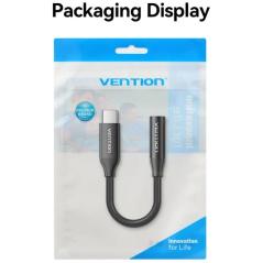 Adaptador Audio Vention BIIBA/ Jack 3.5 Hembra - USB Tipo-C Macho/ 10cm/ Negro