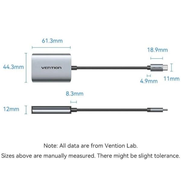 Cable Conversor Vention ACZHB/ USB Tipo-C Macho - 2x HDMI Macho/ Gris