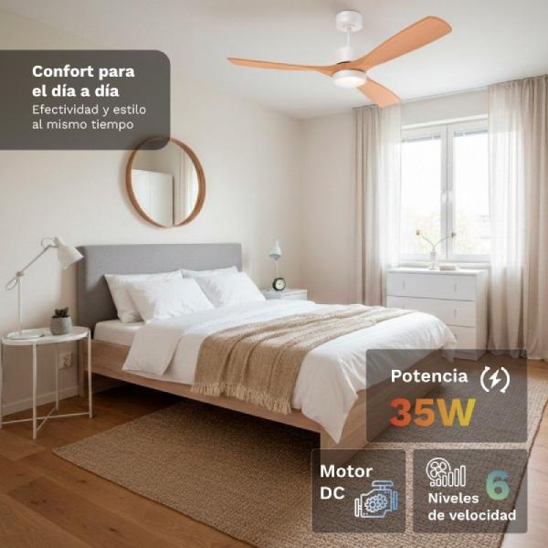 Ventilador de Techo Grunkel SKYSTYLE52/ 35W/ 3 Aspas 132cm/ 6 Velocidades