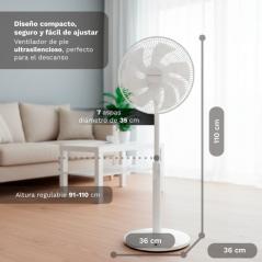 Ventilador de Pie Grunkel FS-14T/ 25W/ 7 Aspas 35cm/ 12 Velocidades