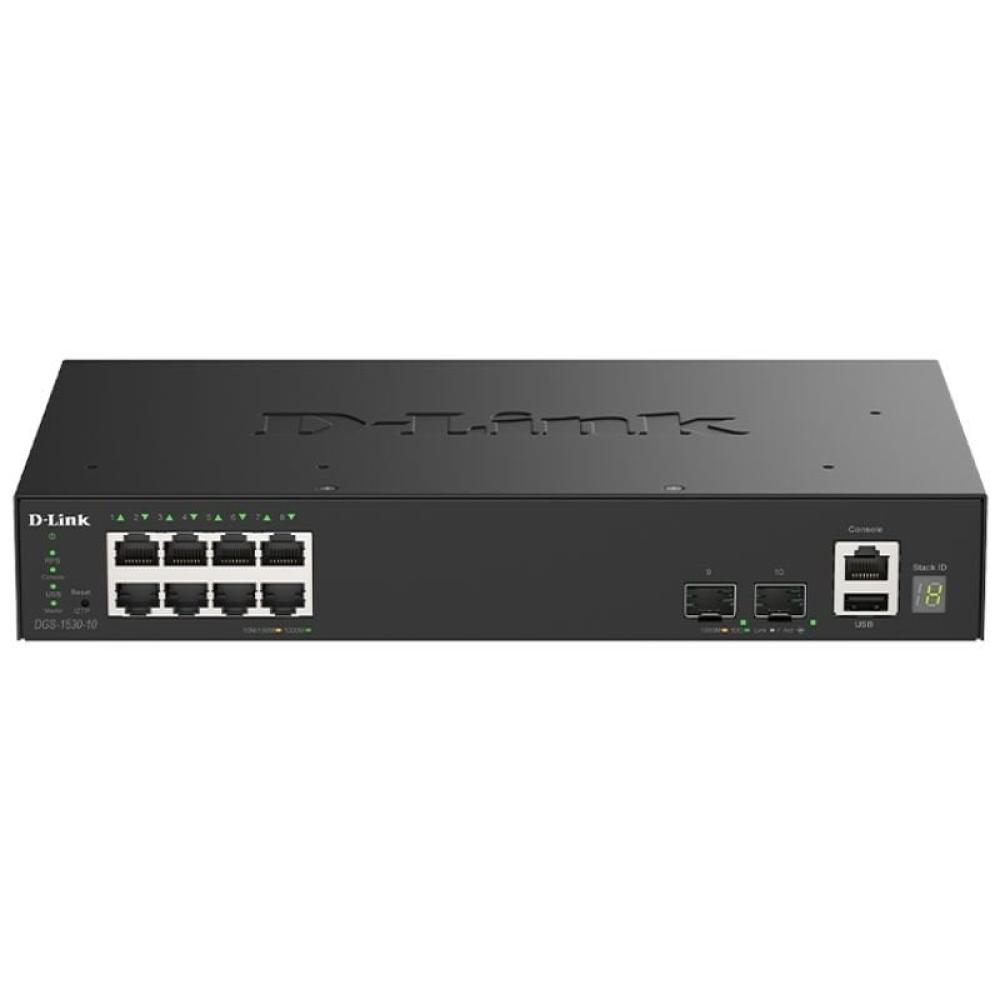Switch Gestionable D-Link DGS-1530-10/E 8 Puertos/ RJ-45 Gigabit 10/100/1000/10G/ SFP