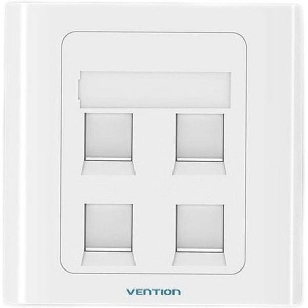 Placa de Pared Tipo 86 Vention IFFW0/ 4 Puertos RJ45