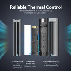 Caja Externa para Disco SSD M.2 NVMe Vention KPKH0/ USB Tipo-C 3.1/ Sin tornillos